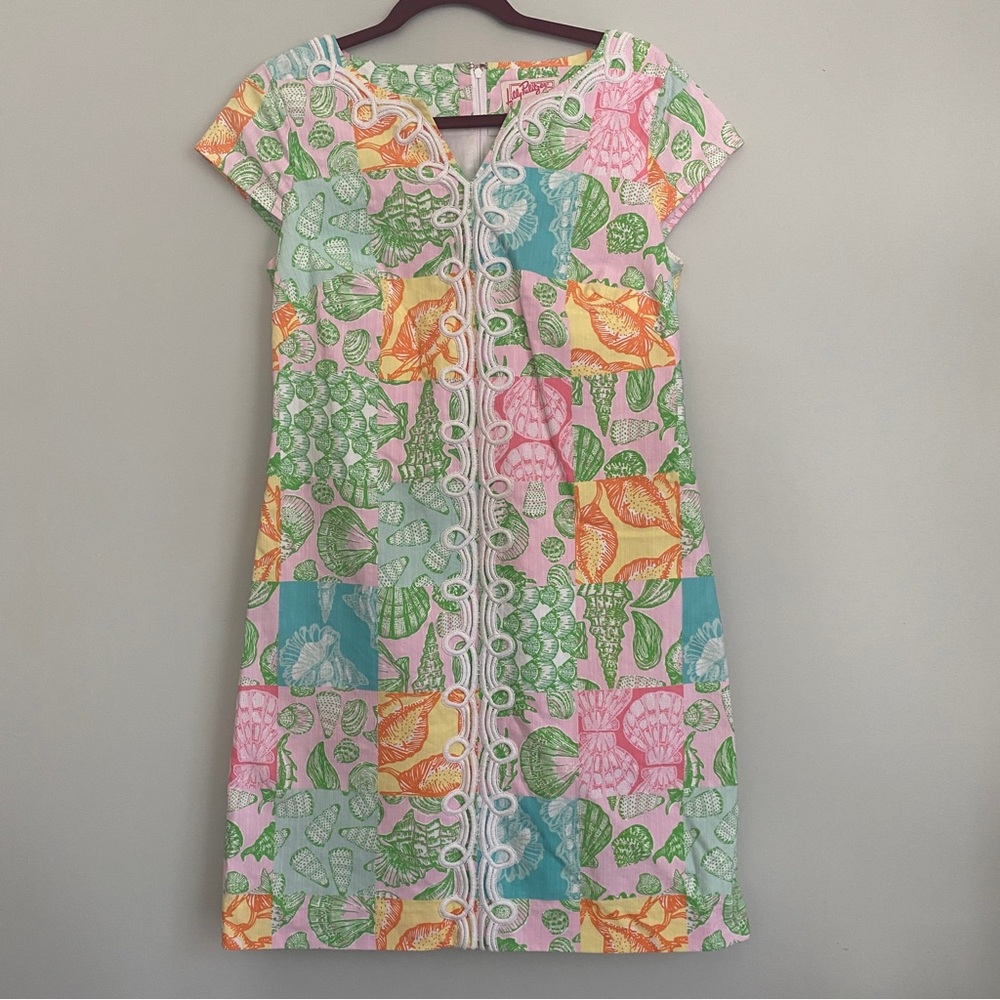 Adorable Lilly Pulitzer Originals Patchwork What the Shell Shift Dress 6